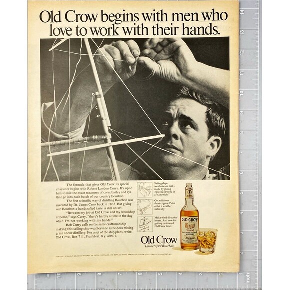 Old Crow Bourbon "Takes Same Detail to build Ship Model & Mix grain"Print Ad '70 - Picture 2 of 3